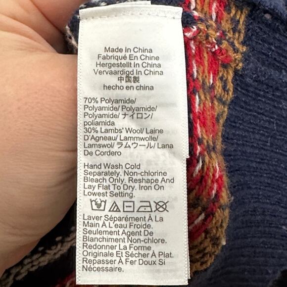 J. CREW Fair Isle Cardigan Sweater Cherry Print Navy Blue Sz XXS {QQ1} - Picture 6 of 7